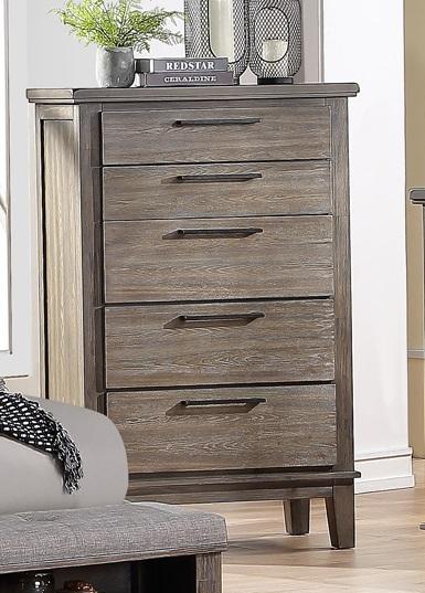 New Classic Furniture Cagney 5 Drawer Chest in Vintage Gray - Ideal Furniture (Fresno,CA)