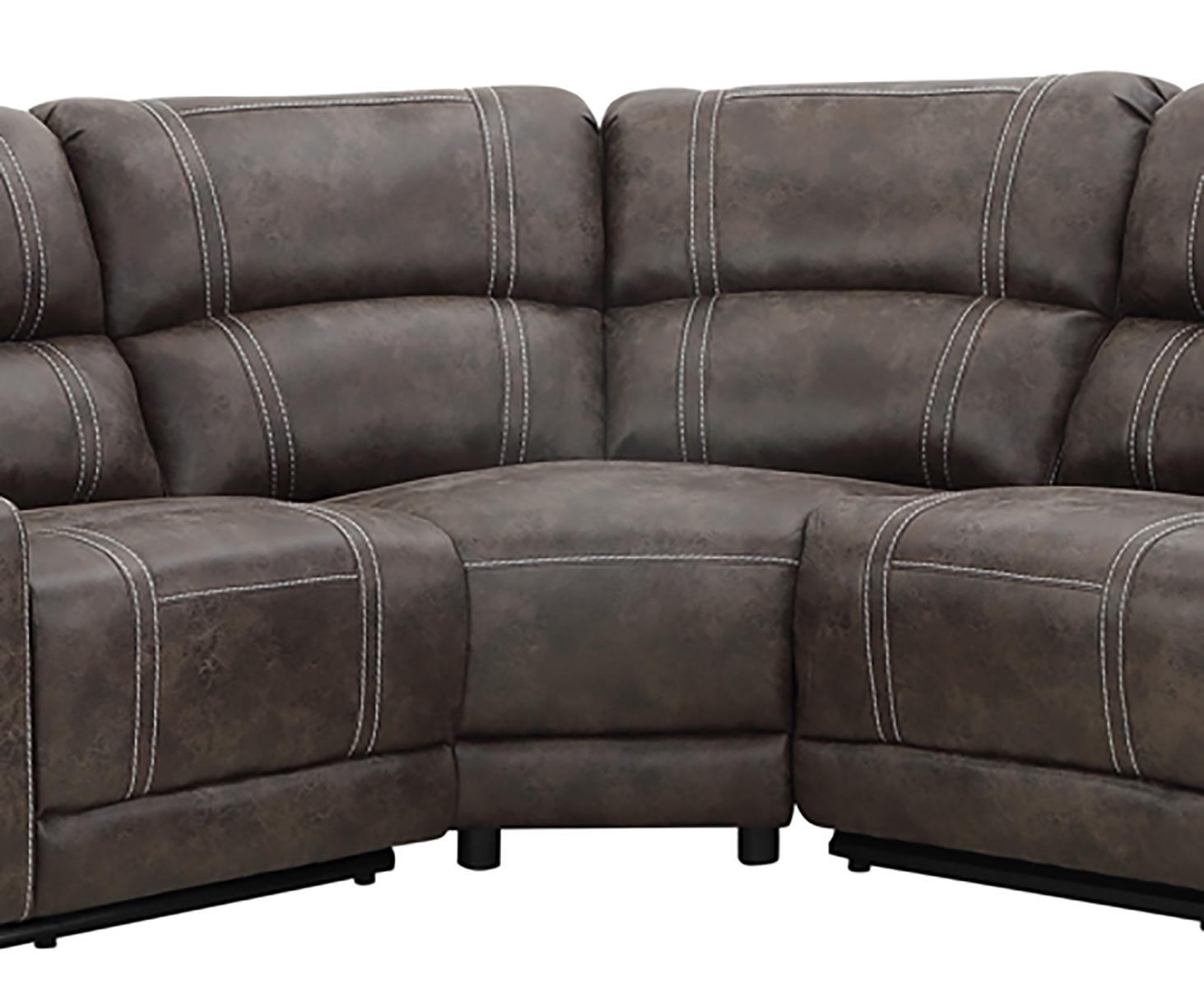 New Classic Furniture Calhoun 3pc Power Reclining Sectional in Walnut - Ideal Furniture (Fresno,CA)