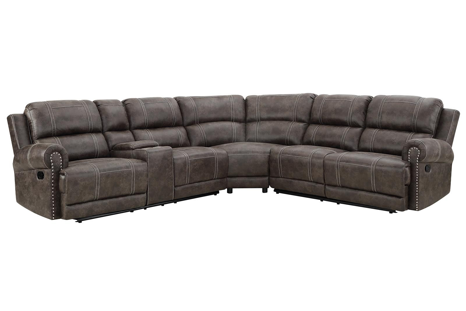 New Classic Furniture Calhoun 3pc Power Reclining Sectional in Walnut - Ideal Furniture (Fresno,CA)