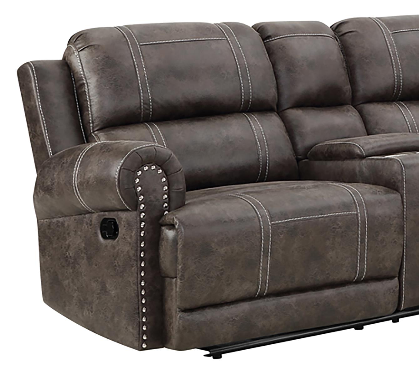 New Classic Furniture Calhoun 3pc Reclining Sectional in Walnut - Ideal Furniture (Fresno,CA)