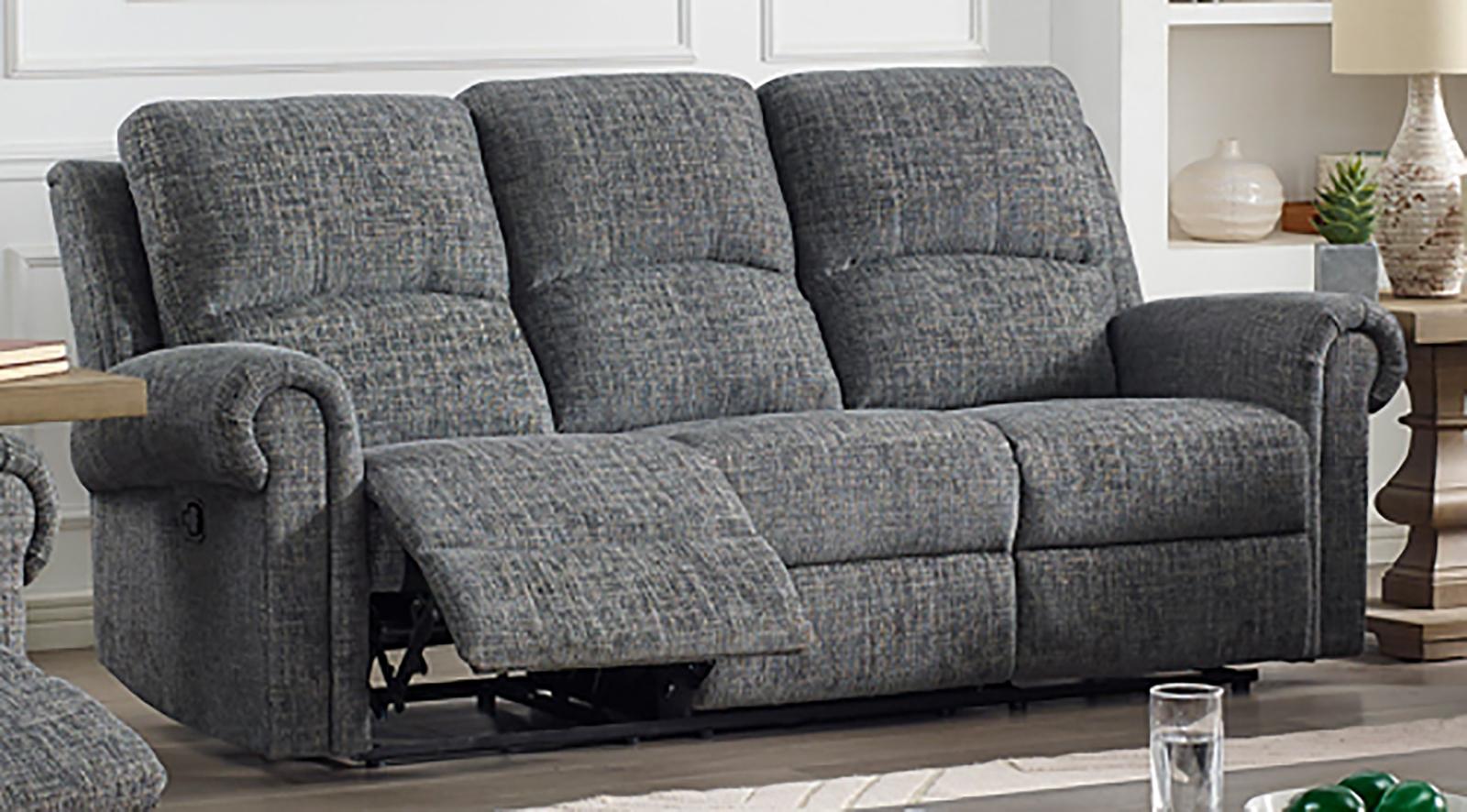 New Classic Furniture Connor Sofa with Dual Recliner in Gray - Ideal Furniture (Fresno,CA)