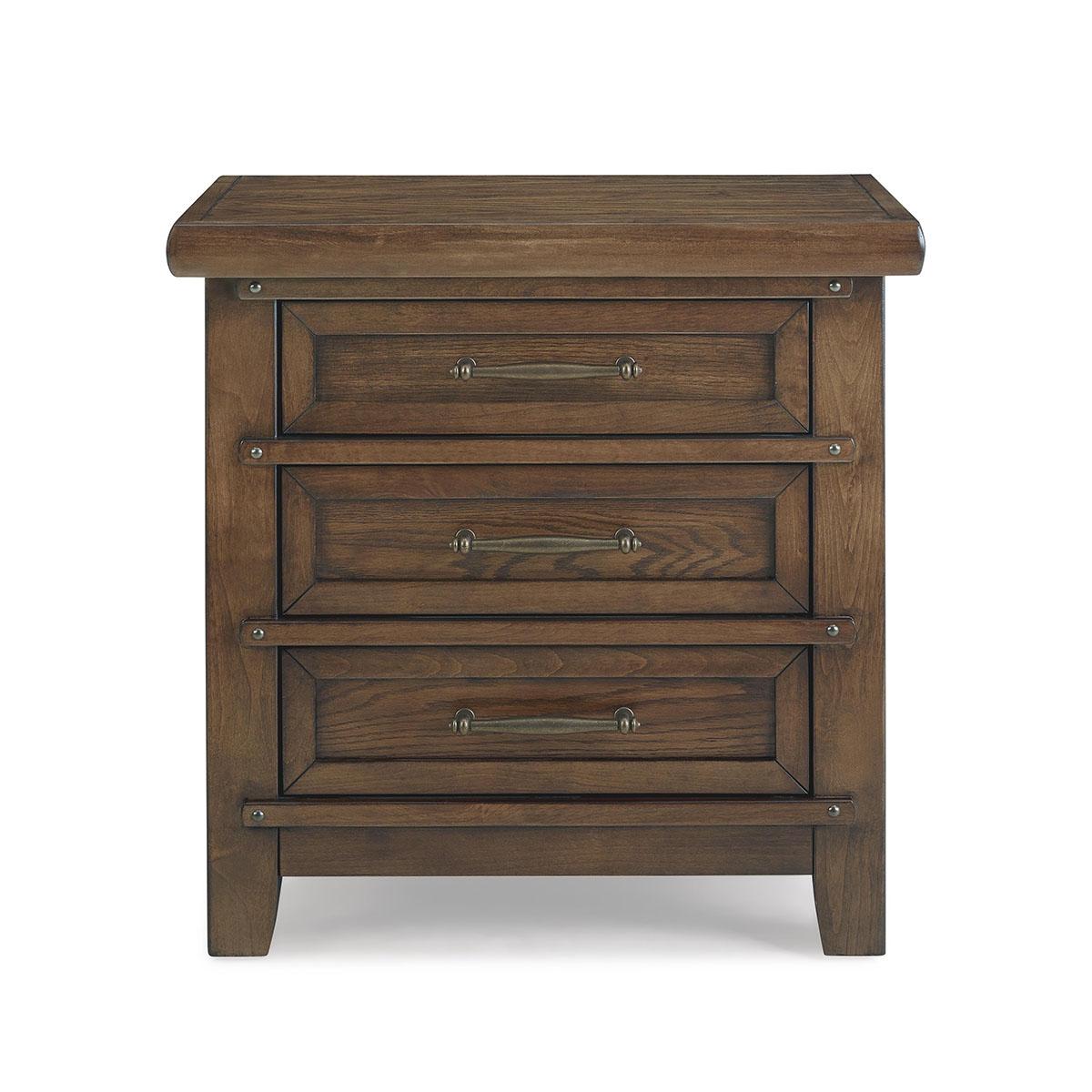 New Classic Furniture Fairfax 3 Drawer Nightstand in Medium Oak - Ideal Furniture (Fresno,CA)