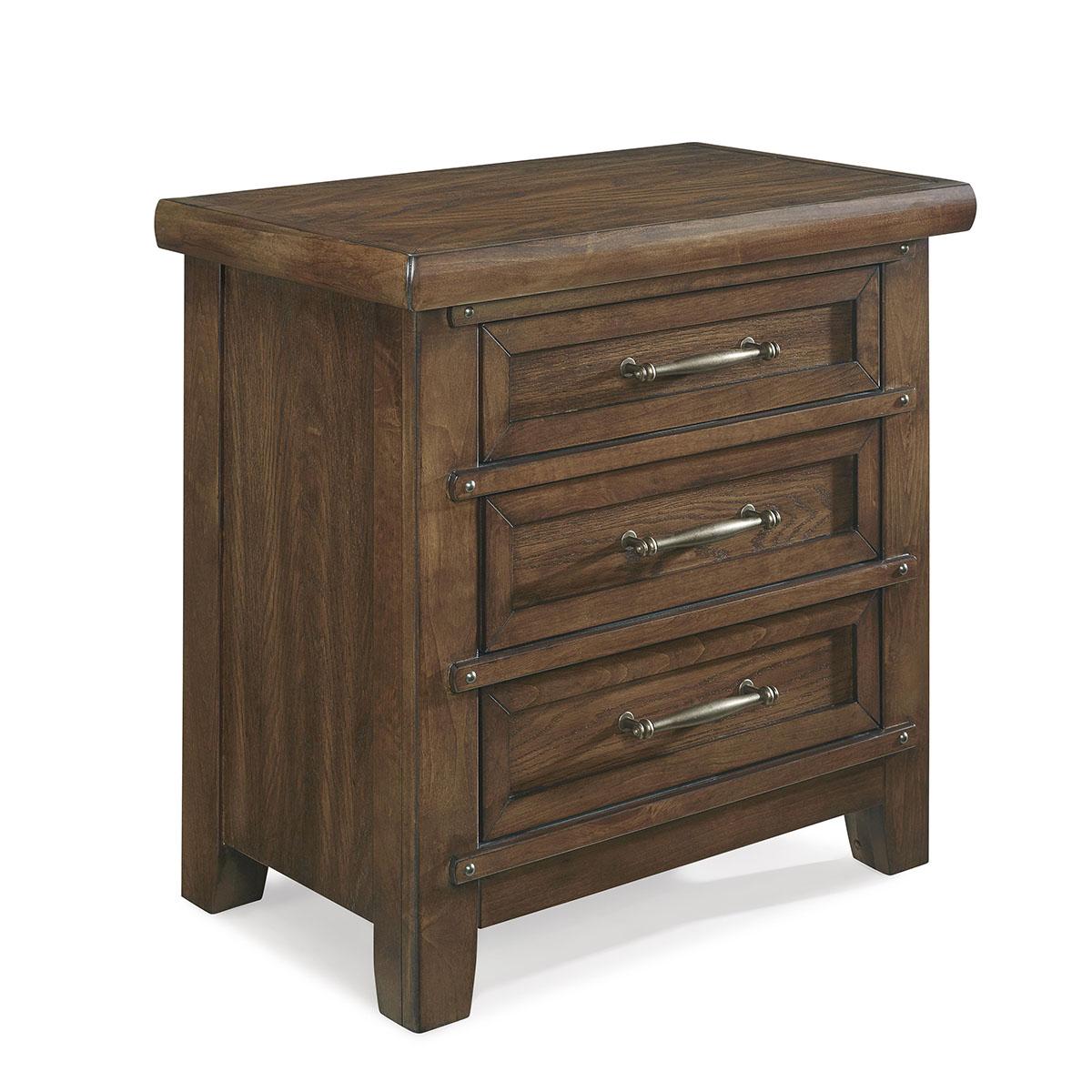 New Classic Furniture Fairfax 3 Drawer Nightstand in Medium Oak - Ideal Furniture (Fresno,CA)