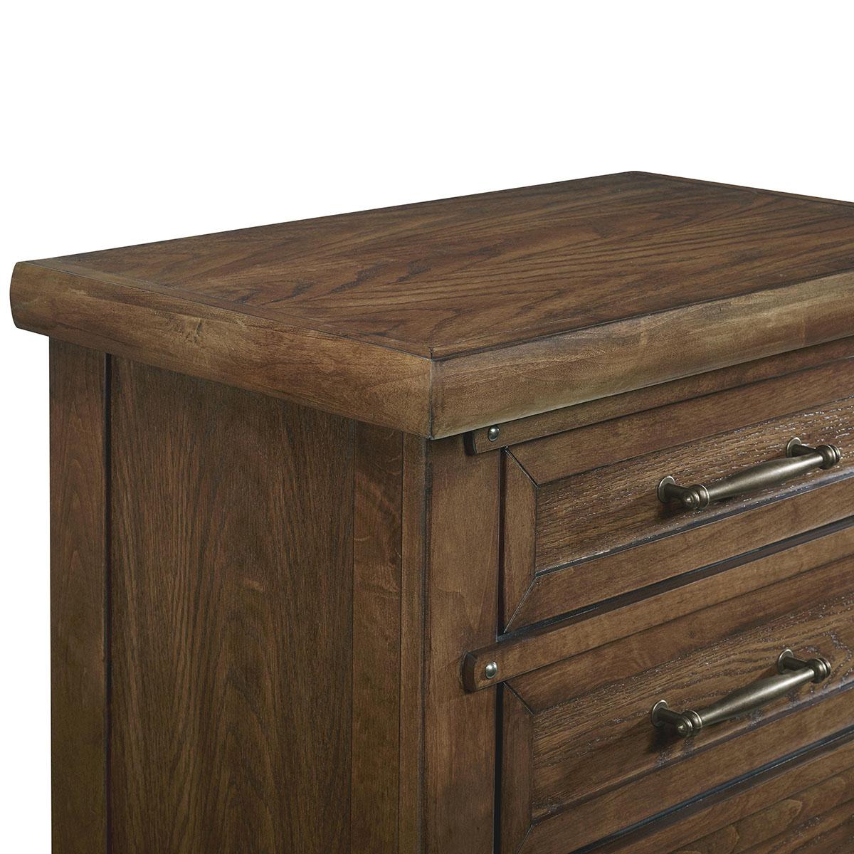 New Classic Furniture Fairfax 3 Drawer Nightstand in Medium Oak - Ideal Furniture (Fresno,CA)