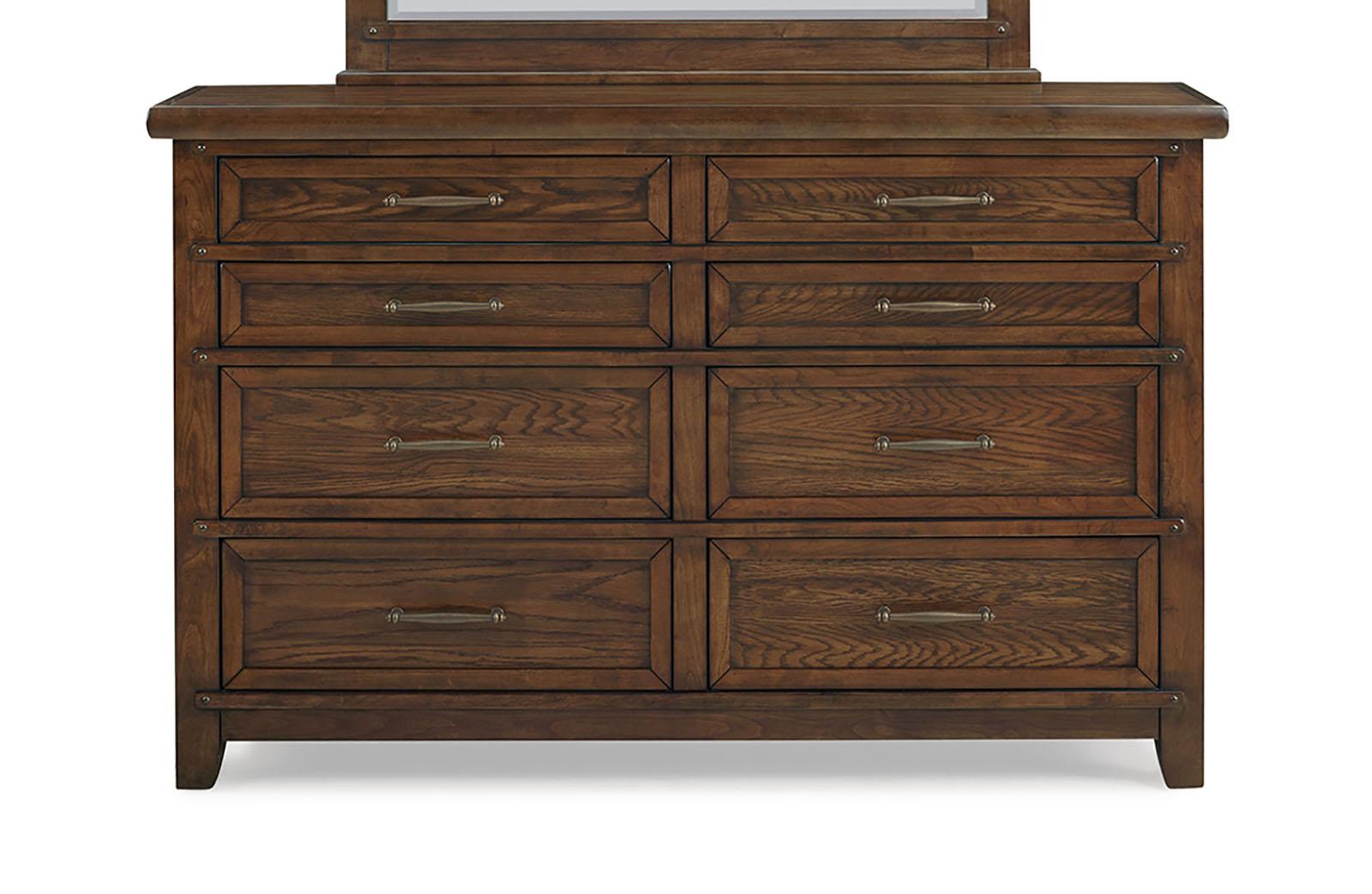 New Classic Furniture Fairfax 8 Drawer Dresser in Medium Oak - Ideal Furniture (Fresno,CA)
