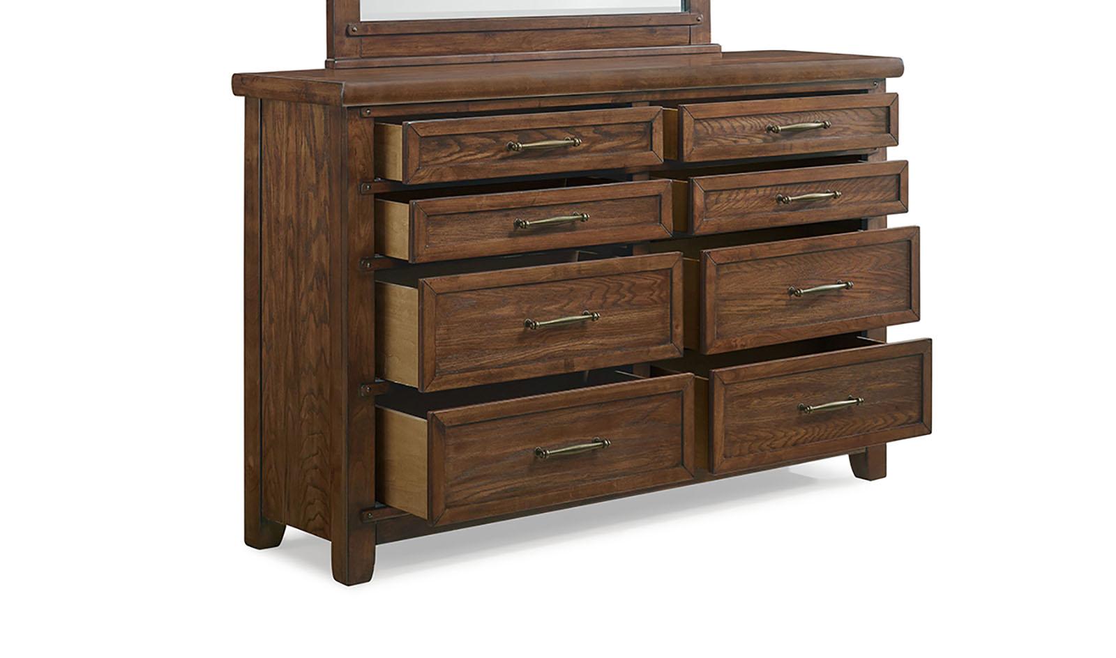 New Classic Furniture Fairfax 8 Drawer Dresser in Medium Oak - Ideal Furniture (Fresno,CA)