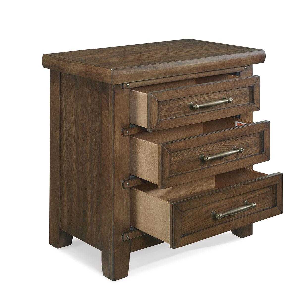 New Classic Furniture Fairfax 3 Drawer Nightstand in Medium Oak - Ideal Furniture (Fresno,CA)