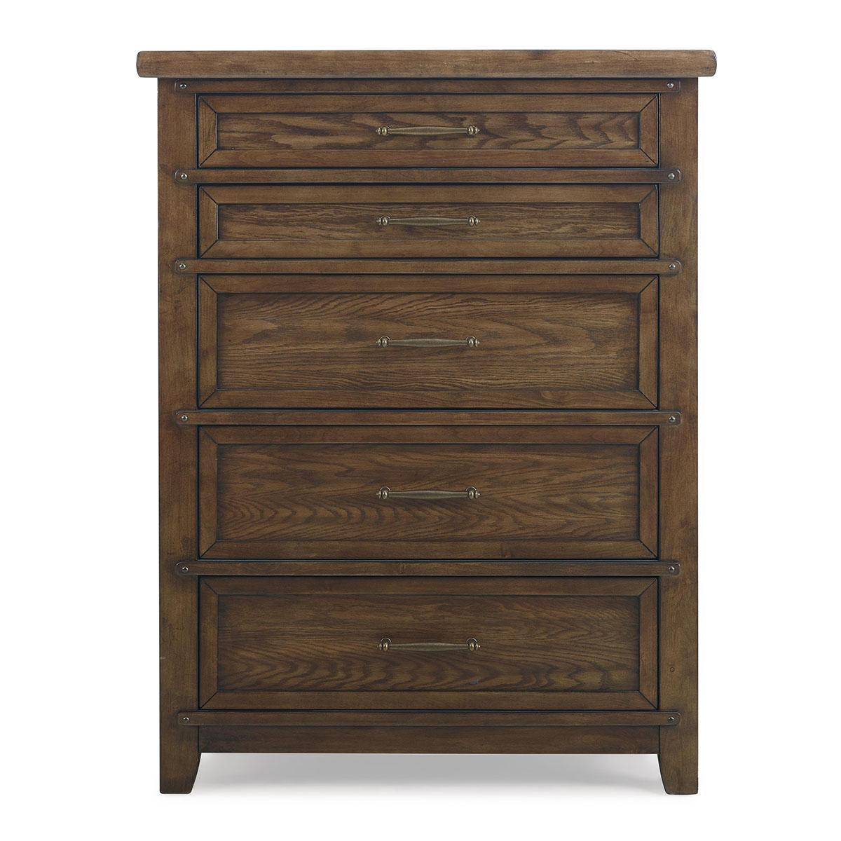 New Classic Furniture Fairfax 5 Drawer Lift Top Chest in Medium Oak - Ideal Furniture (Fresno,CA)