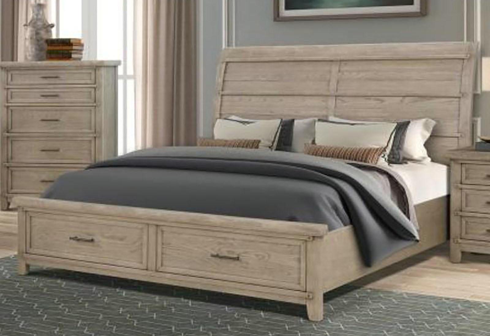 New Classic Furniture Fairfax King Storage Bed in Driftwood - Ideal Furniture (Fresno,CA)