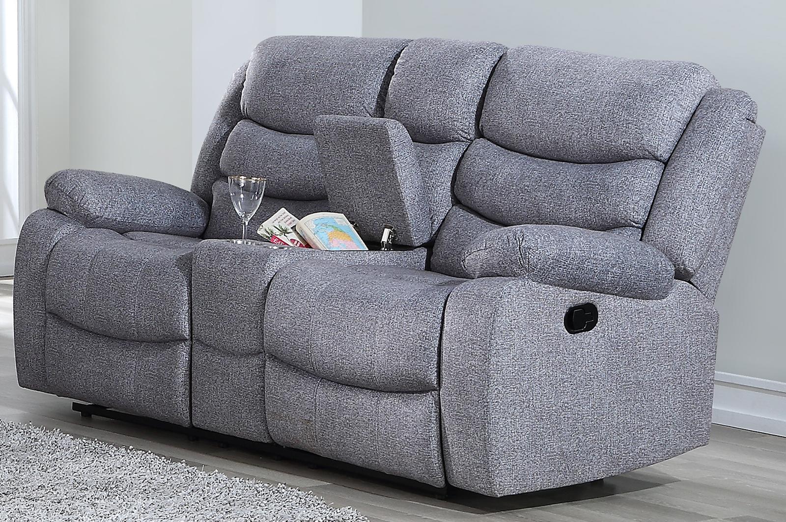 New Classic Furniture Granada Console Loveseat with Power in Gray - Ideal Furniture (Fresno,CA)
