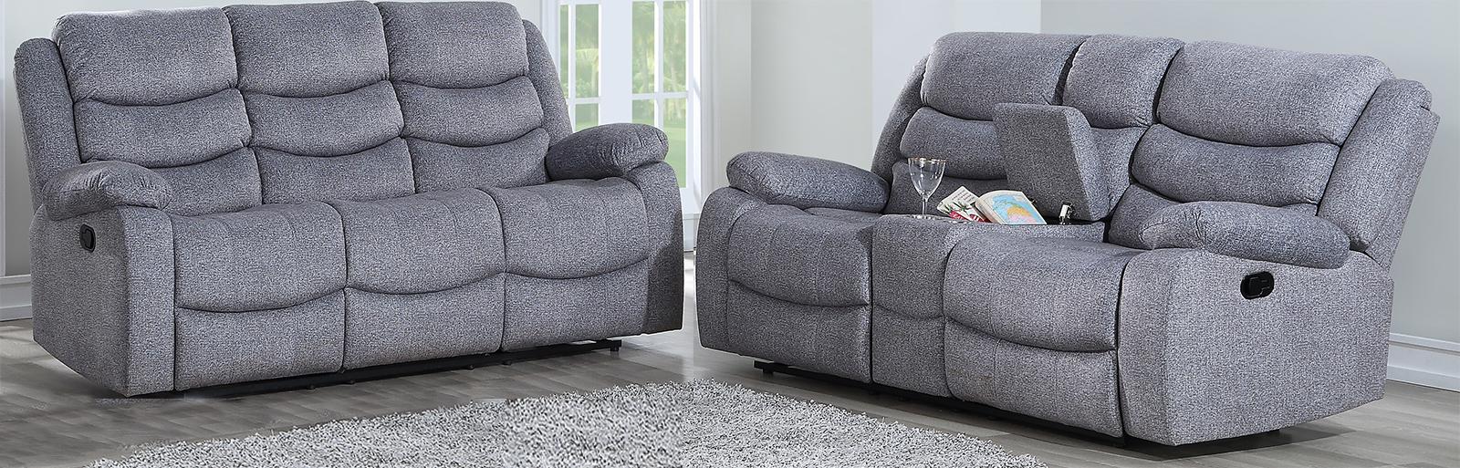 New Classic Furniture Granada Console Loveseat with Power in Gray - Ideal Furniture (Fresno,CA)