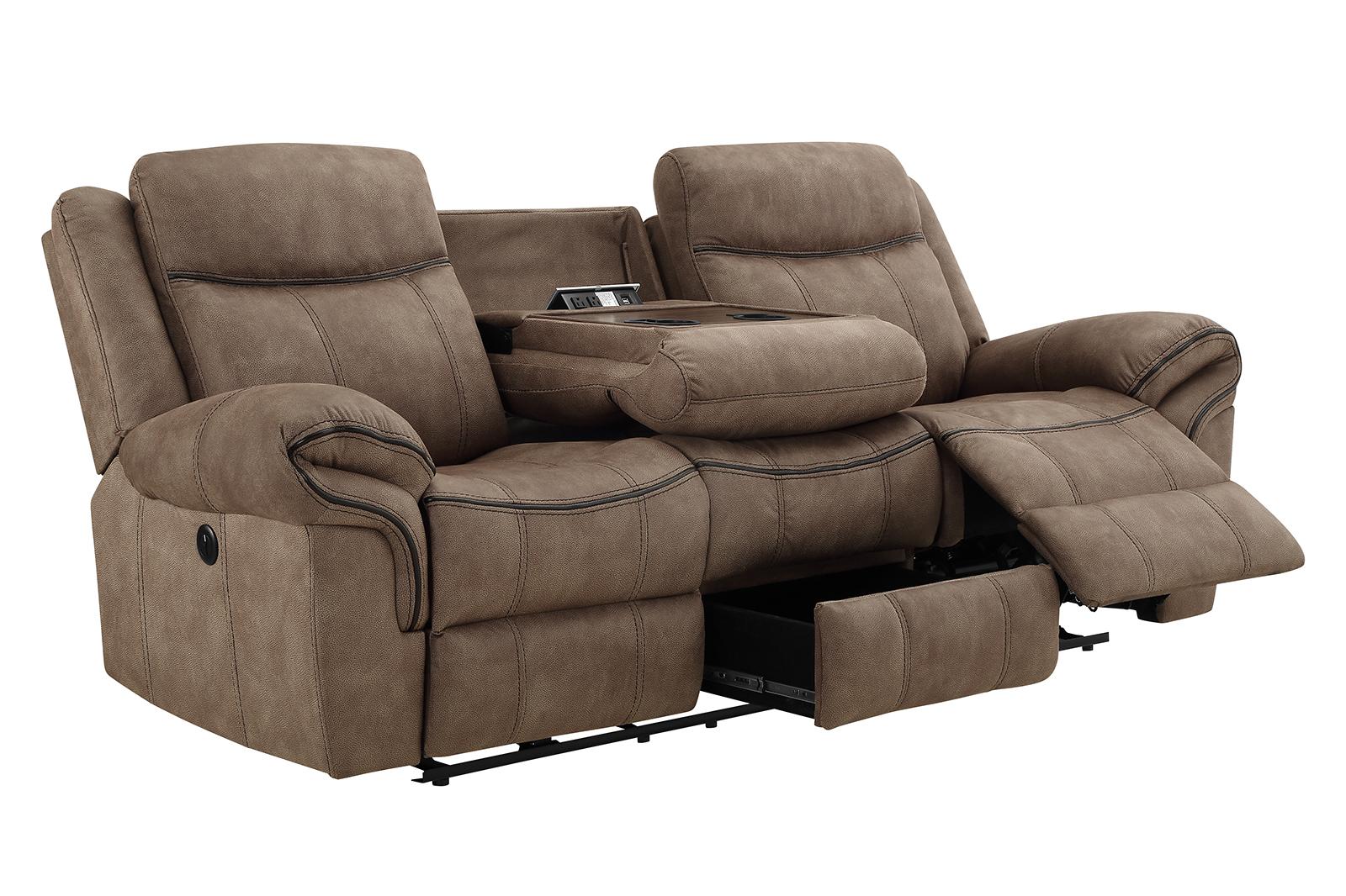 New Classic Furniture Harley Sofa with Power Footrest in Light Brown - Ideal Furniture (Fresno,CA)