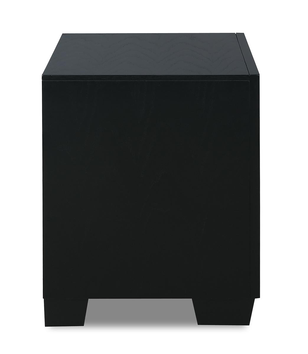 New Classic Furniture Luxor 2 Drawer Nightstand in Black/Silver - Ideal Furniture (Fresno,CA)