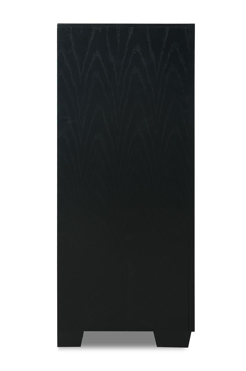 New Classic Furniture Luxor 5 Drawer Chest in Black/Silver - Ideal Furniture (Fresno,CA)
