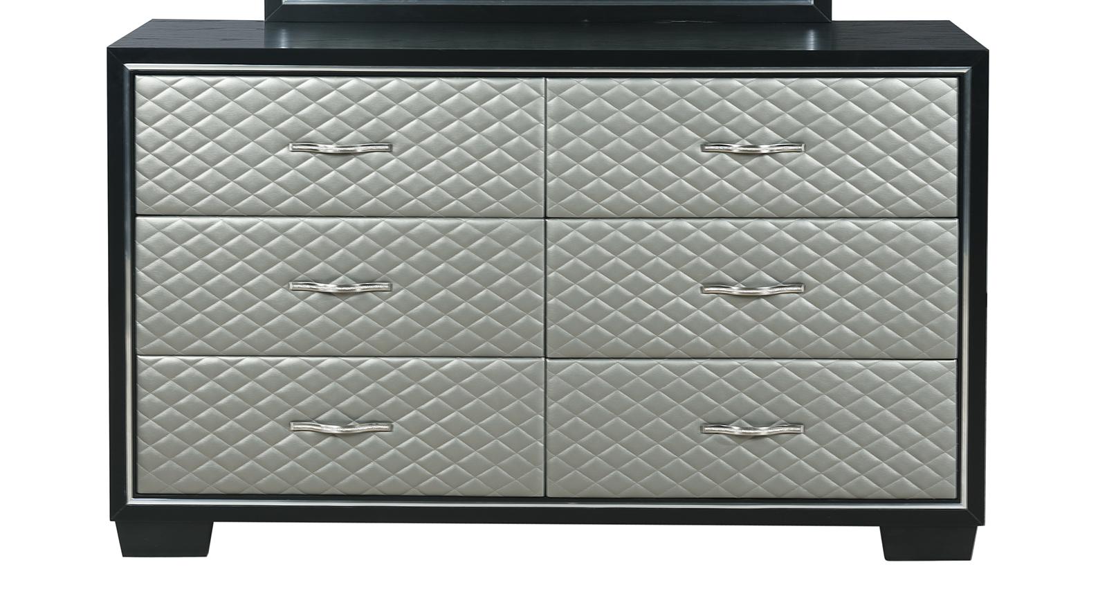 New Classic Furniture Luxor 6 Drawer Dresser in Black/Silver - Ideal Furniture (Fresno,CA)