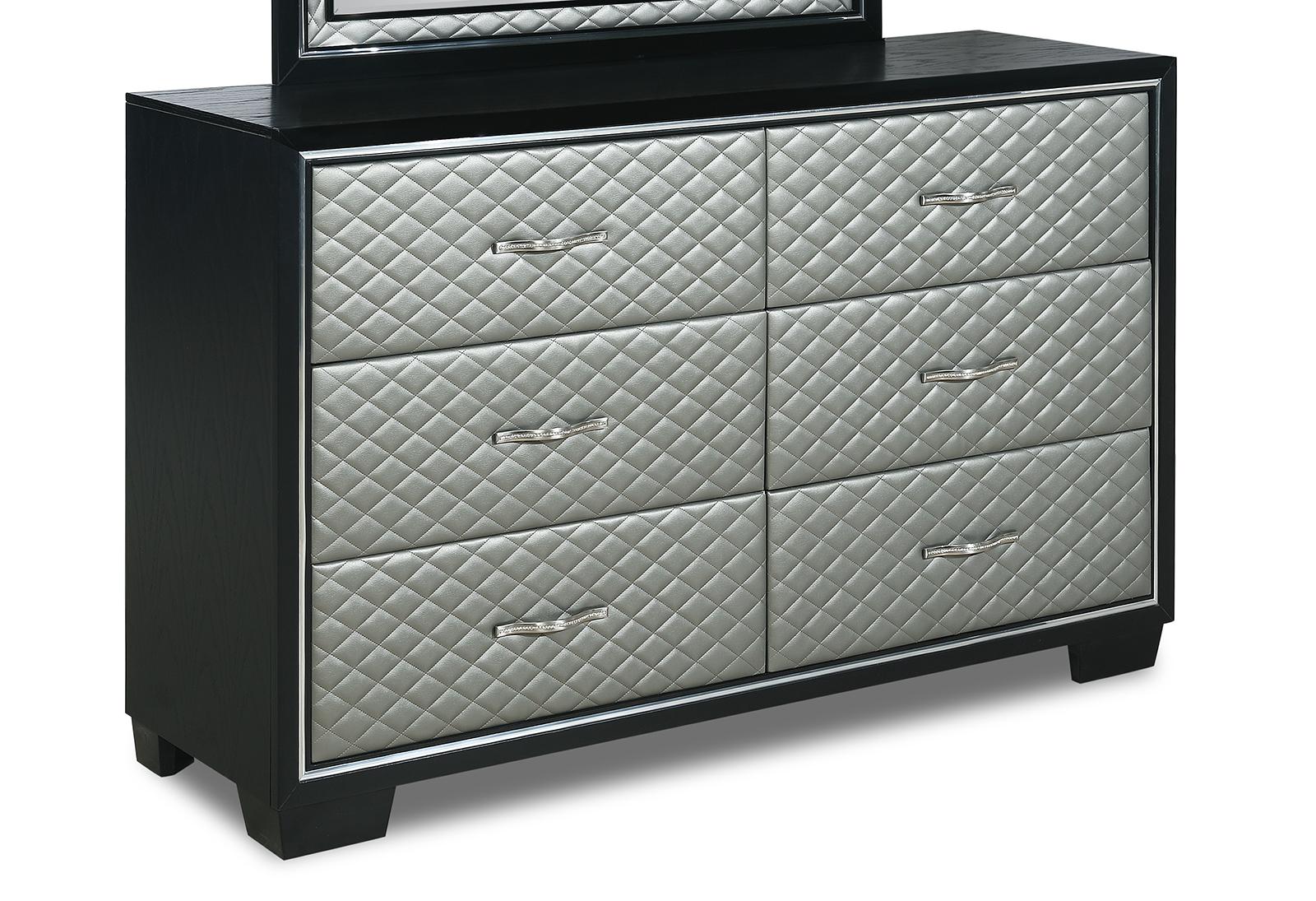 New Classic Furniture Luxor 6 Drawer Dresser in Black/Silver - Ideal Furniture (Fresno,CA)