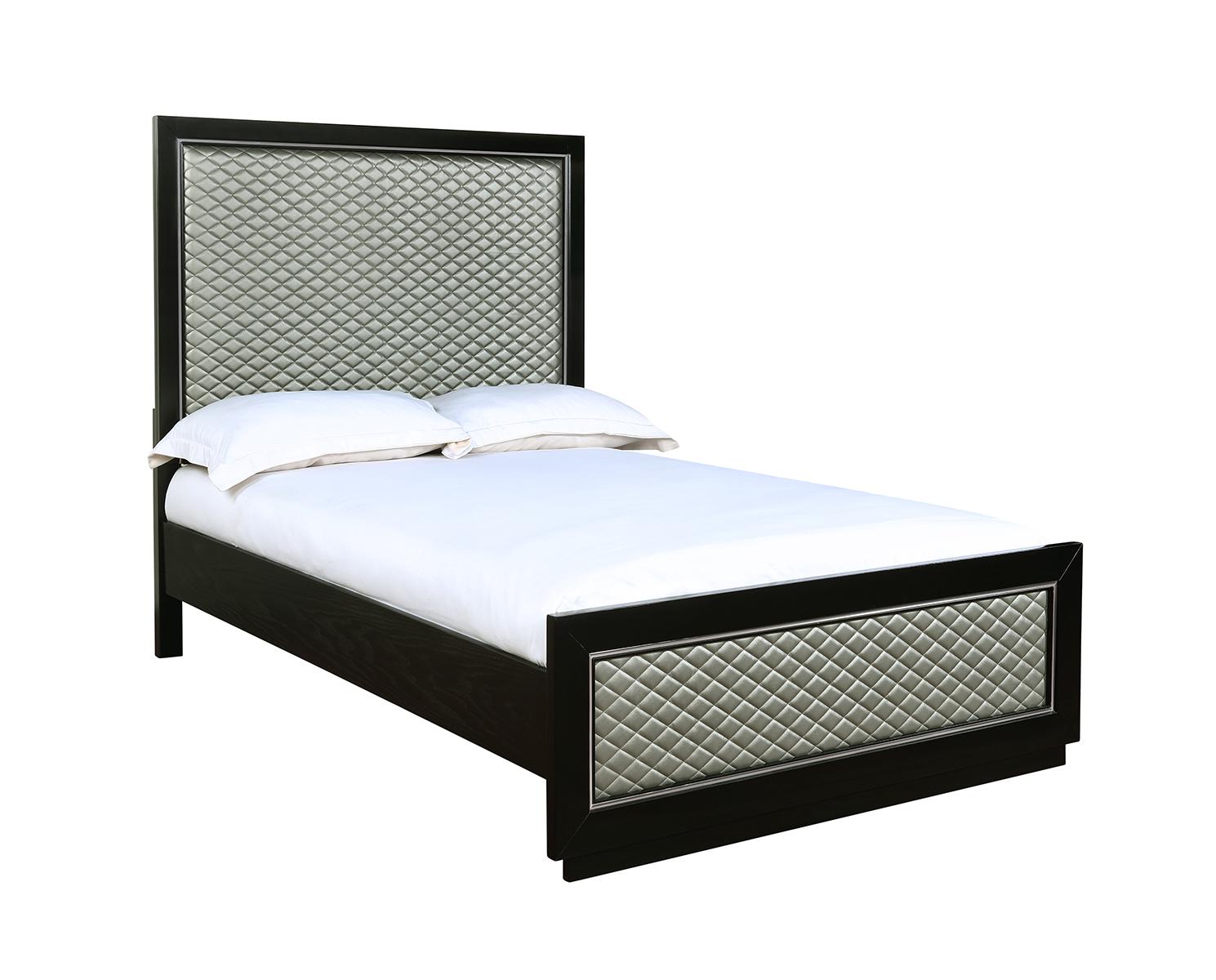 New Classic Furniture Luxor Full Panel Bed in Black/Silver - Ideal Furniture (Fresno,CA)