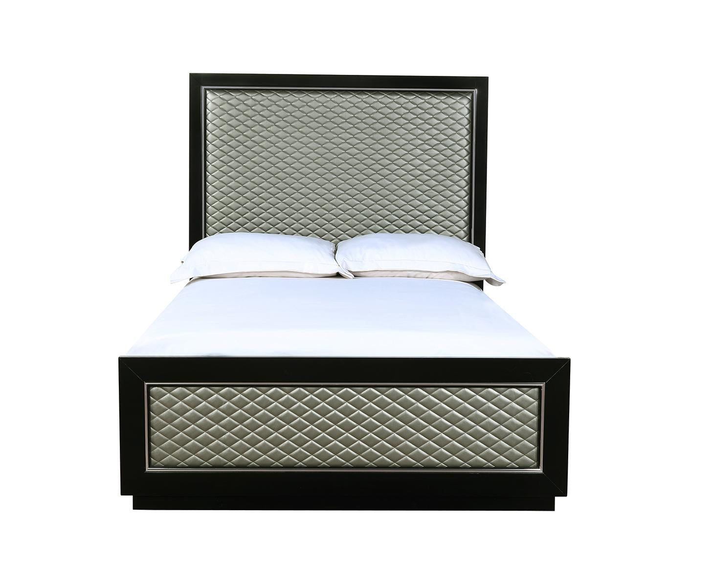 New Classic Furniture Luxor Full Panel Bed in Black/Silver - Ideal Furniture (Fresno,CA)