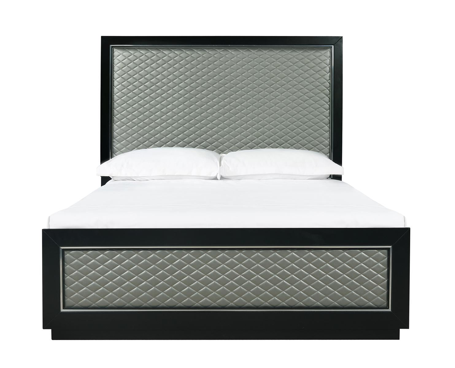 New Classic Furniture Luxor Queen Panel Bed in Black/Silver - Ideal Furniture (Fresno,CA)
