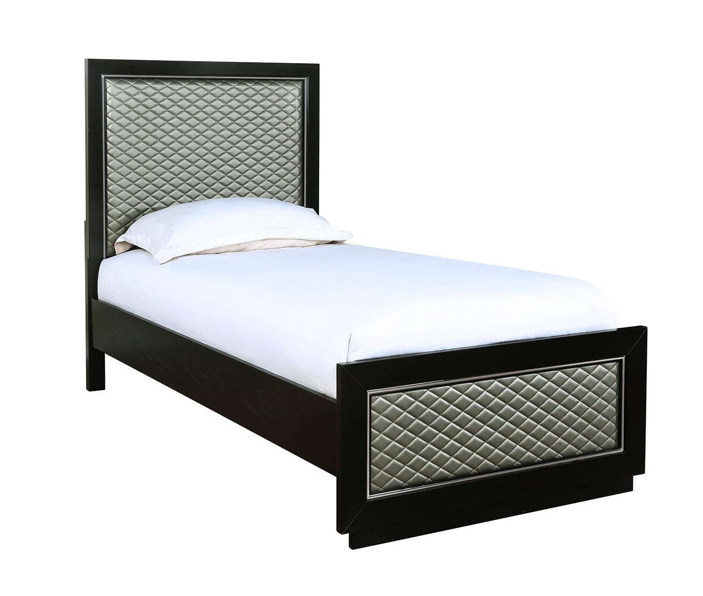 New Classic Furniture Luxor Twin Panel Bed in Black/Silver - Ideal Furniture (Fresno,CA)