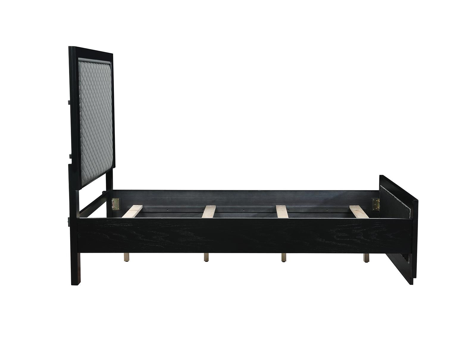 New Classic Furniture Luxor Twin Panel Bed in Black/Silver - Ideal Furniture (Fresno,CA)