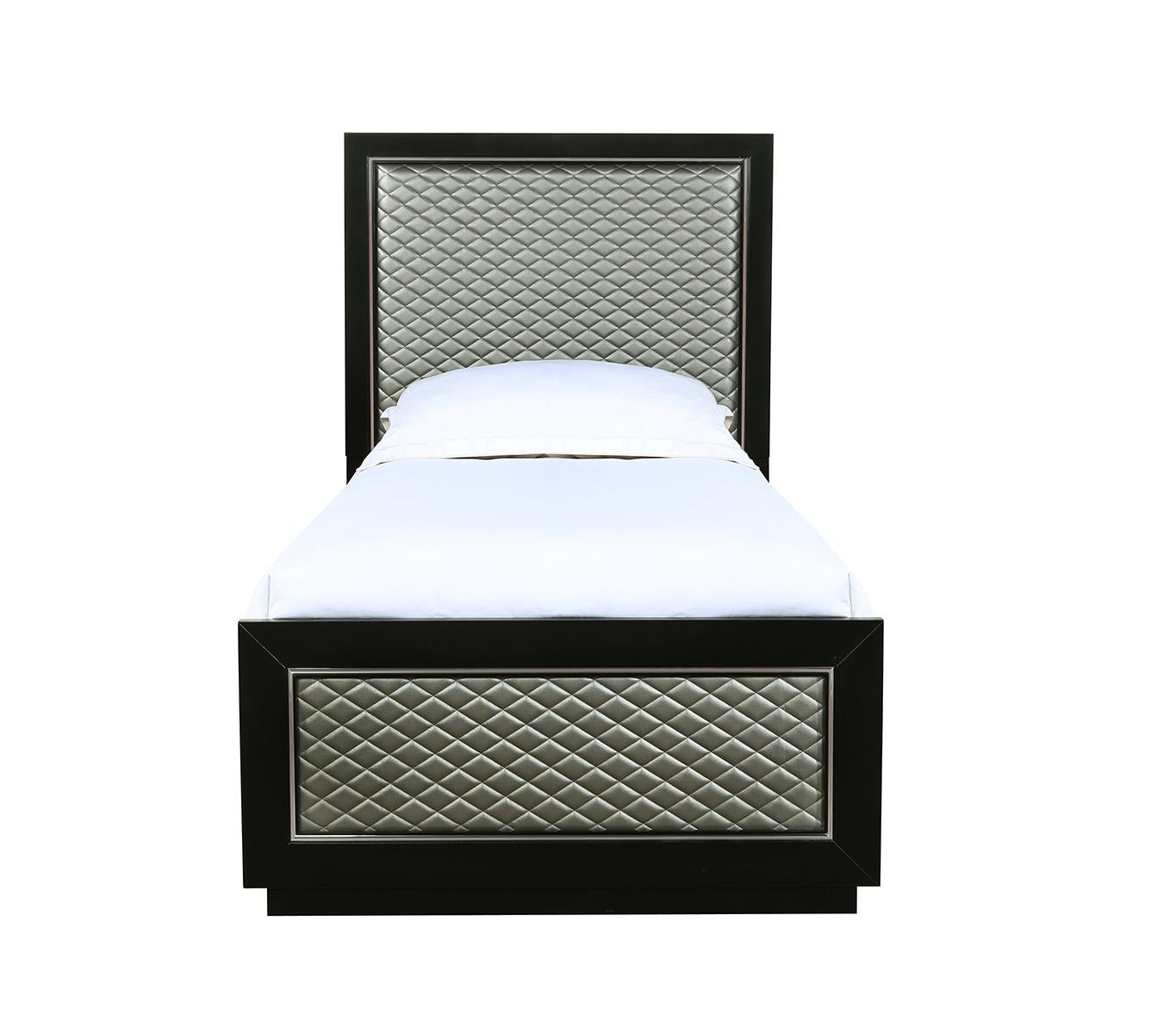 New Classic Furniture Luxor Twin Panel Bed in Black/Silver - Ideal Furniture (Fresno,CA)