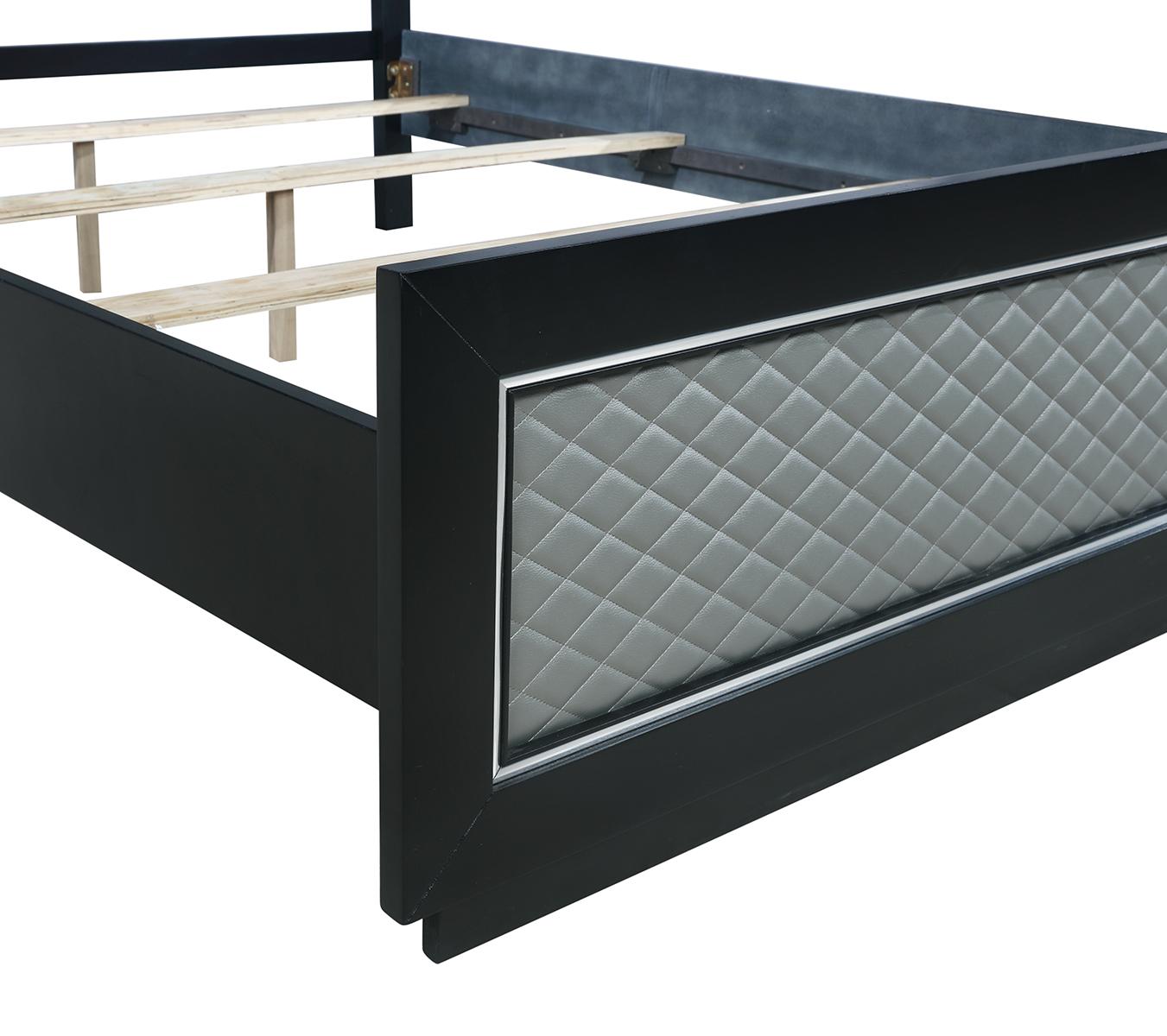 New Classic Furniture Luxor Twin Panel Bed in Black/Silver - Ideal Furniture (Fresno,CA)