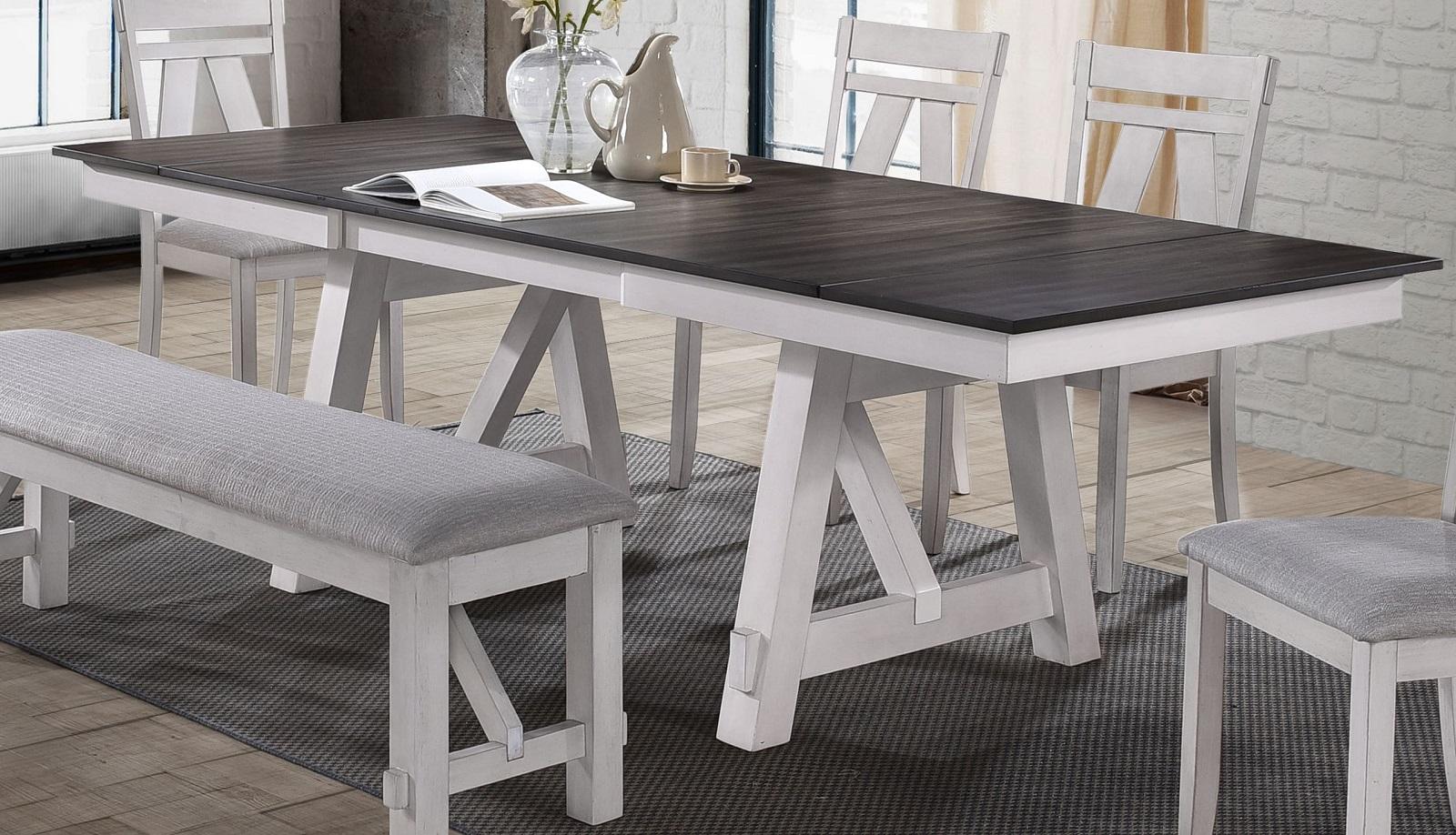 New Classic Furniture Maisie Dining Table in White/Brown - Ideal Furniture (Fresno,CA)