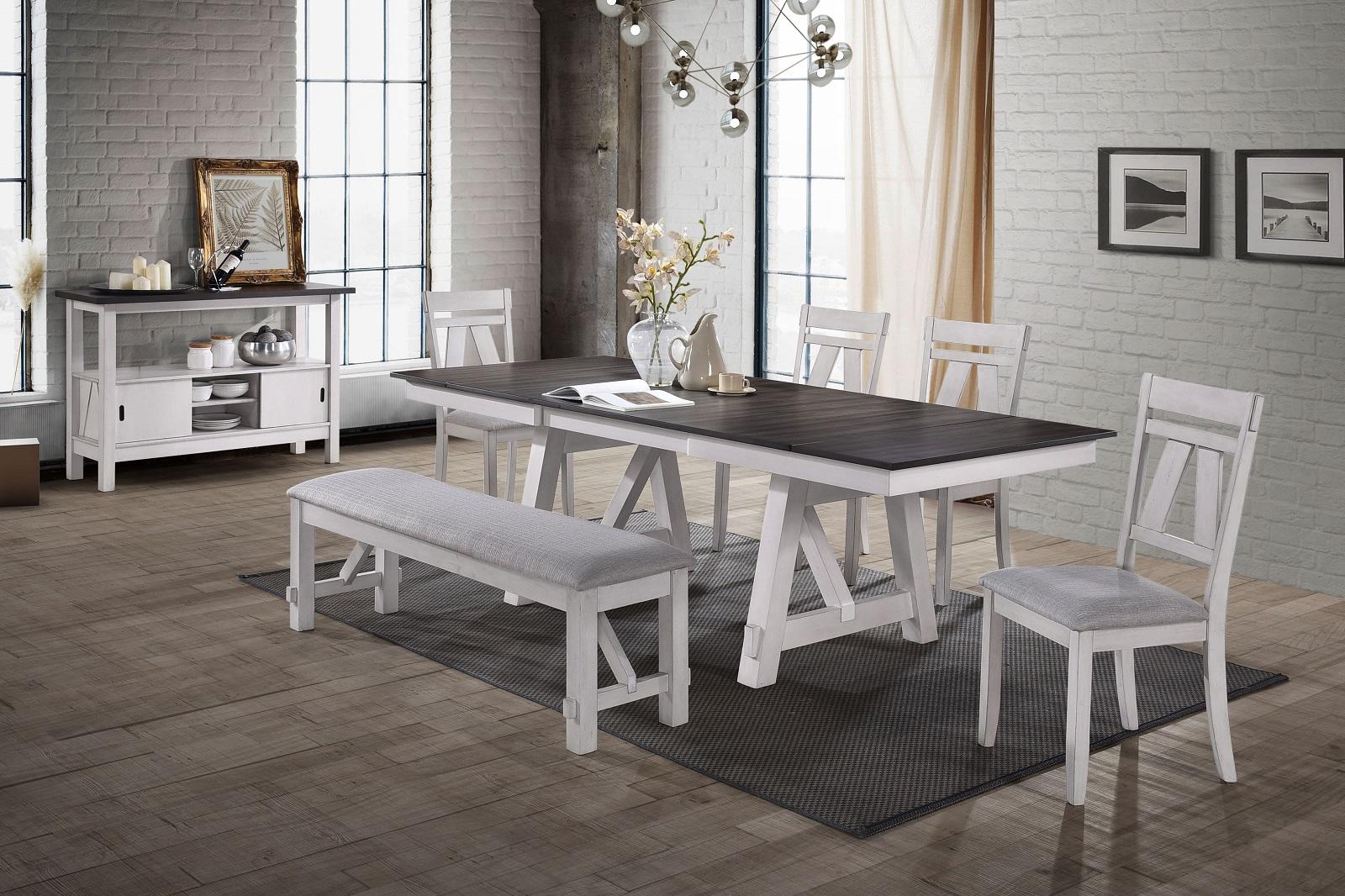 New Classic Furniture Maisie Dining Table in White/Brown - Ideal Furniture (Fresno,CA)