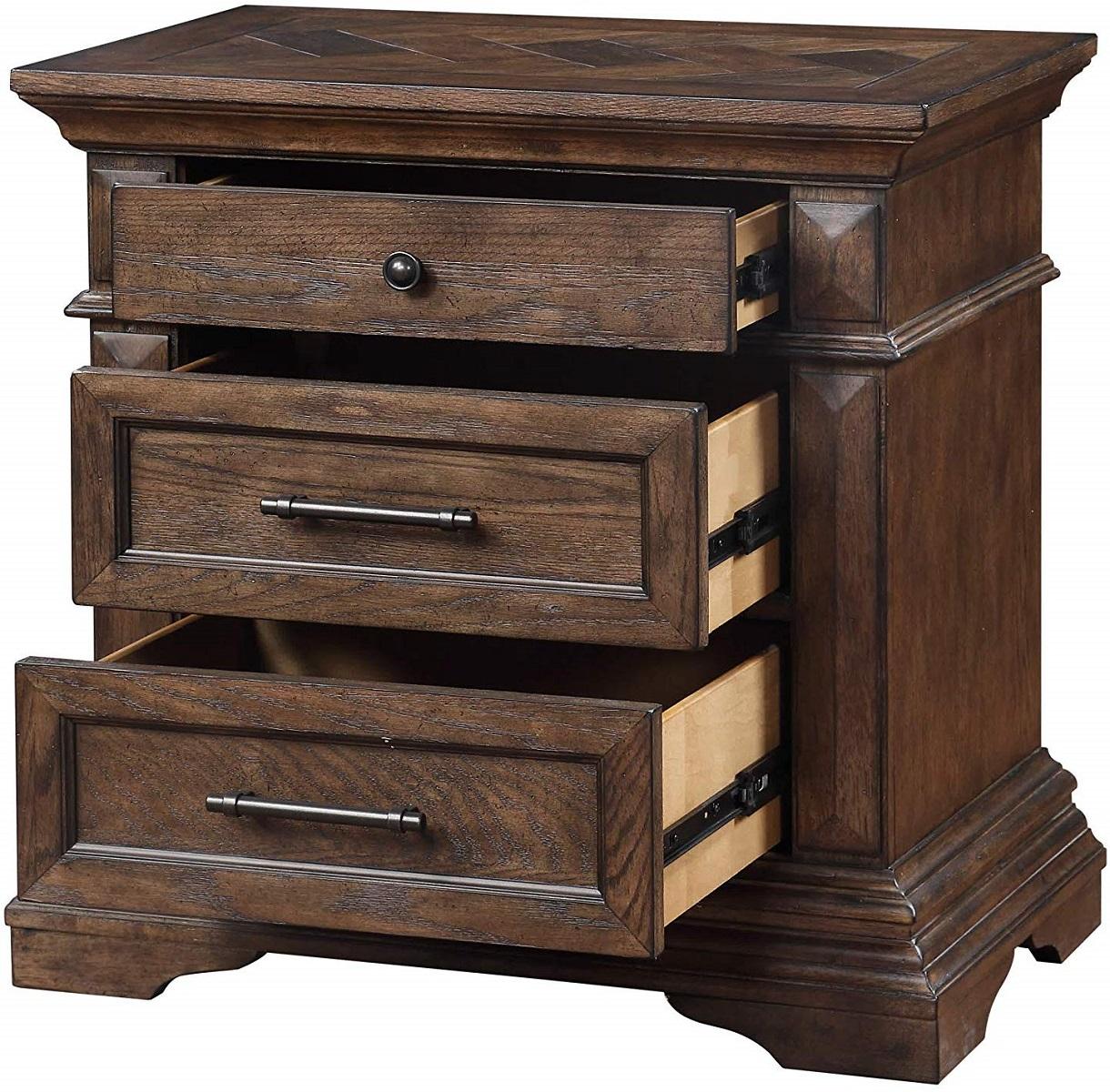 New Classic Furniture Mar Vista 3 Drawer Nightstand in Brushed Walnut - Ideal Furniture (Fresno,CA)