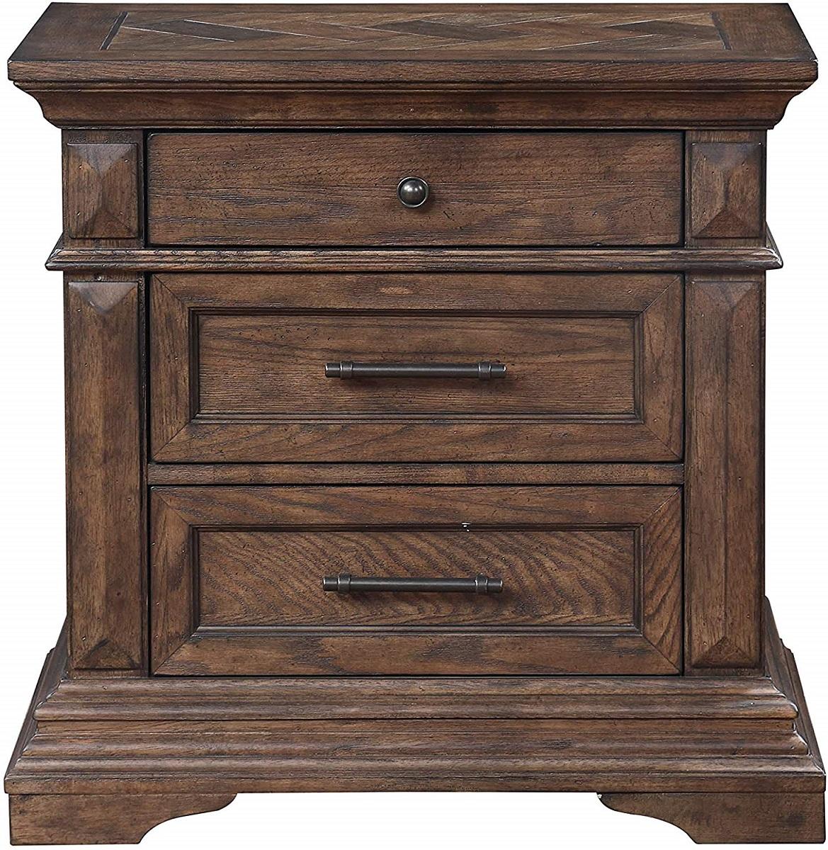 New Classic Furniture Mar Vista 3 Drawer Nightstand in Brushed Walnut - Ideal Furniture (Fresno,CA)
