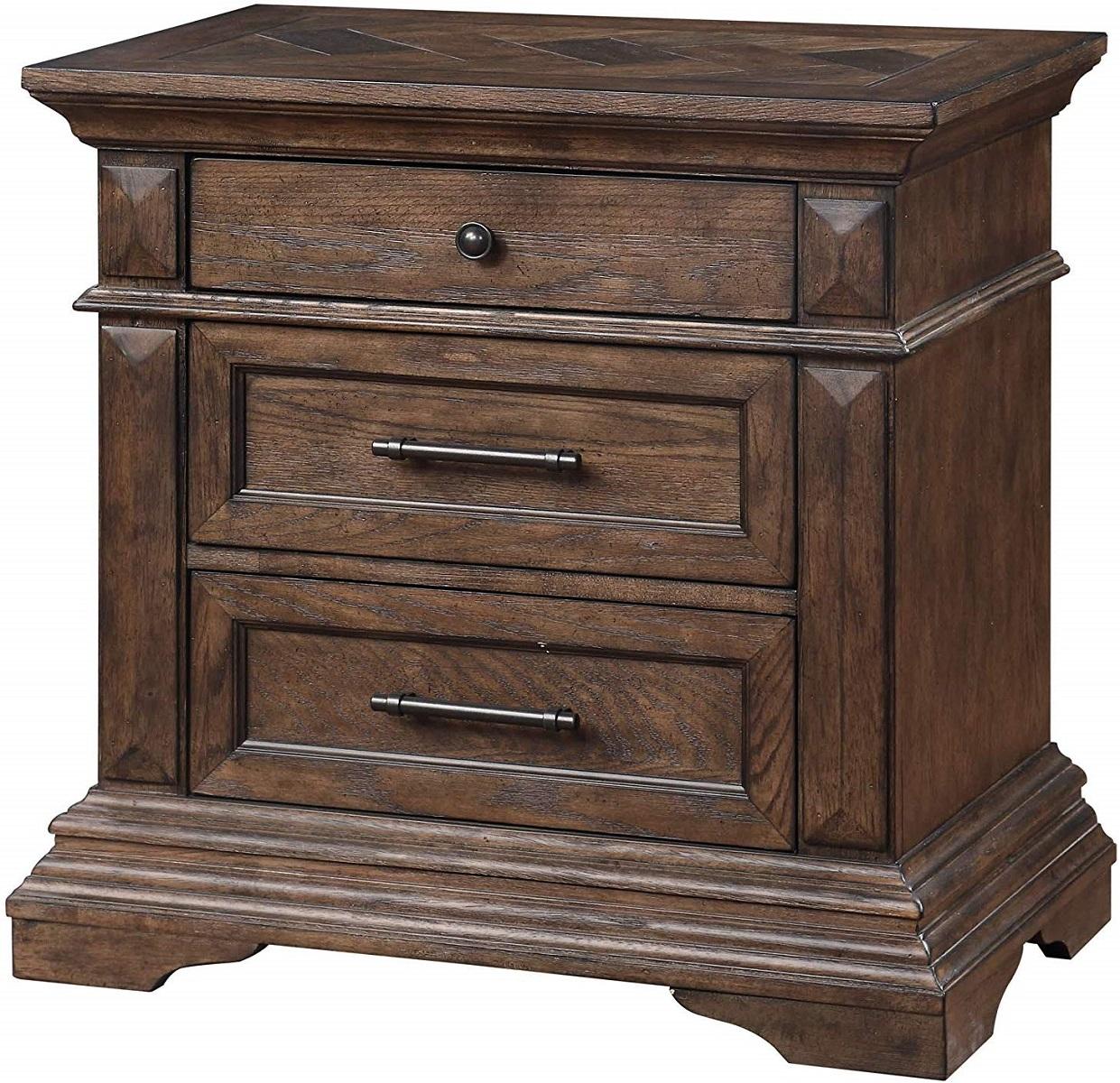 New Classic Furniture Mar Vista 3 Drawer Nightstand in Brushed Walnut - Ideal Furniture (Fresno,CA)