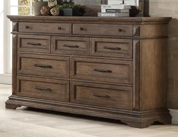 New Classic Furniture Mar Vista 9 Drawer Dresser in Brushed Walnut - Ideal Furniture (Fresno,CA)