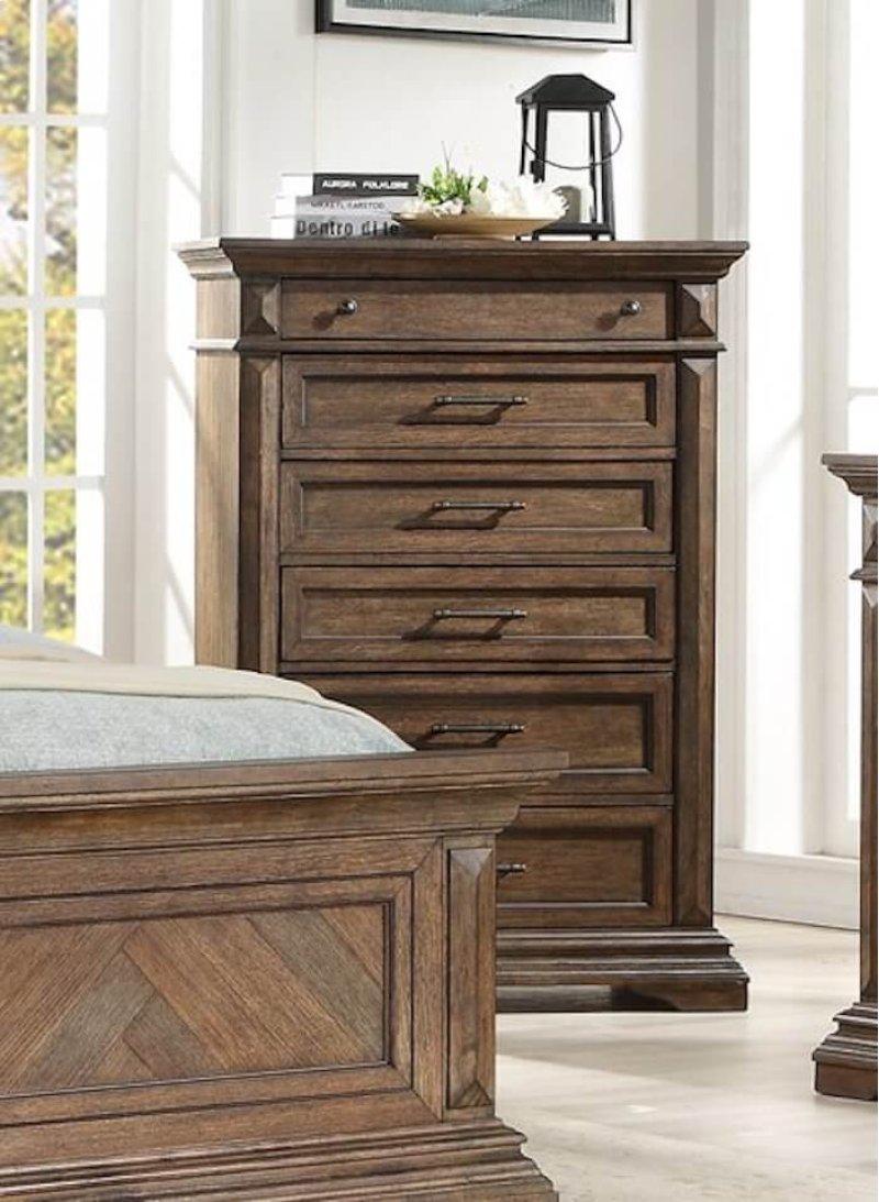 New Classic Furniture Mar Vista 6 Drawer Chest in Brushed Walnut - Ideal Furniture (Fresno,CA)