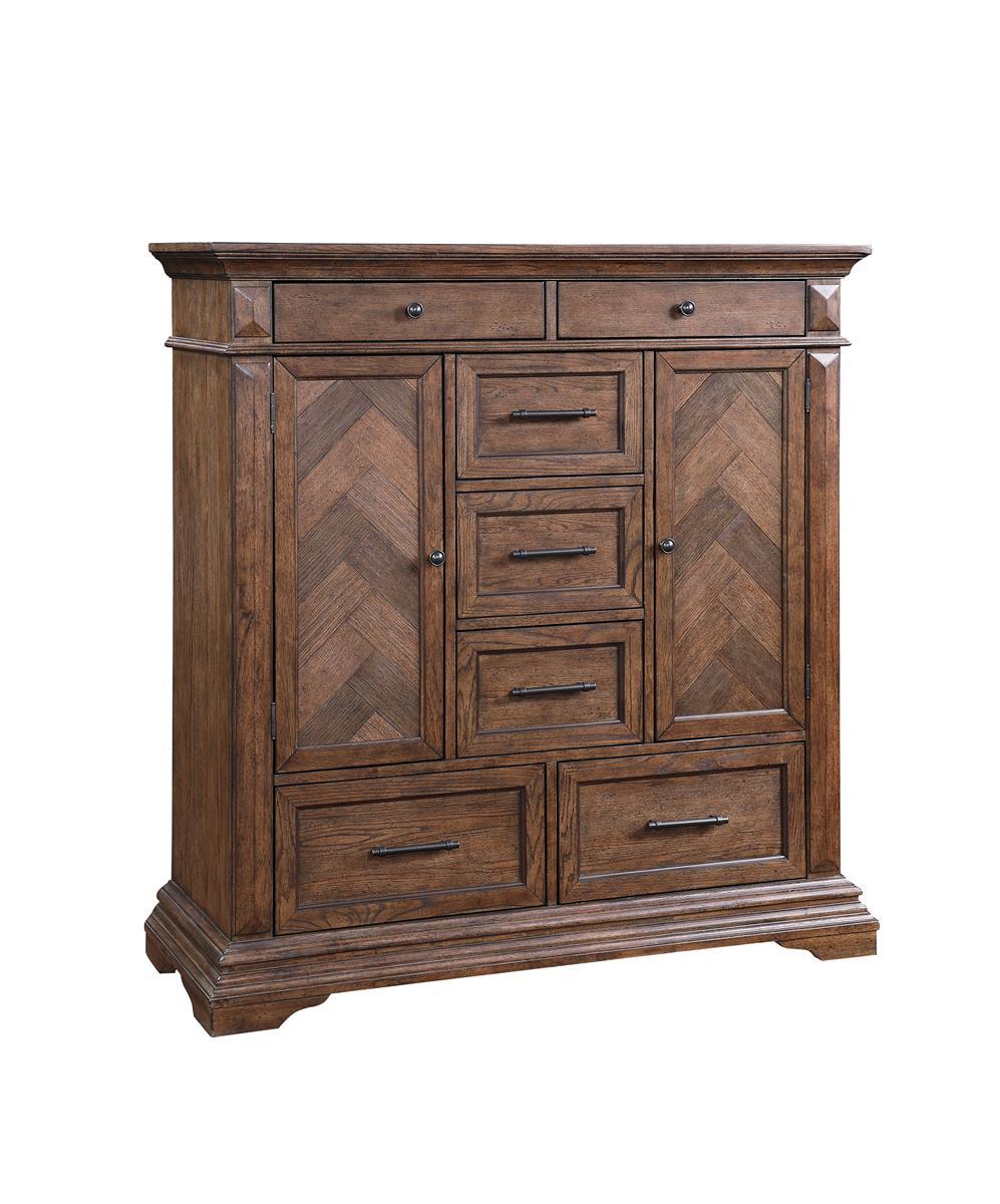 New Classic Furniture Mar Vista Door Chest in Brushed Walnut - Ideal Furniture (Fresno,CA)