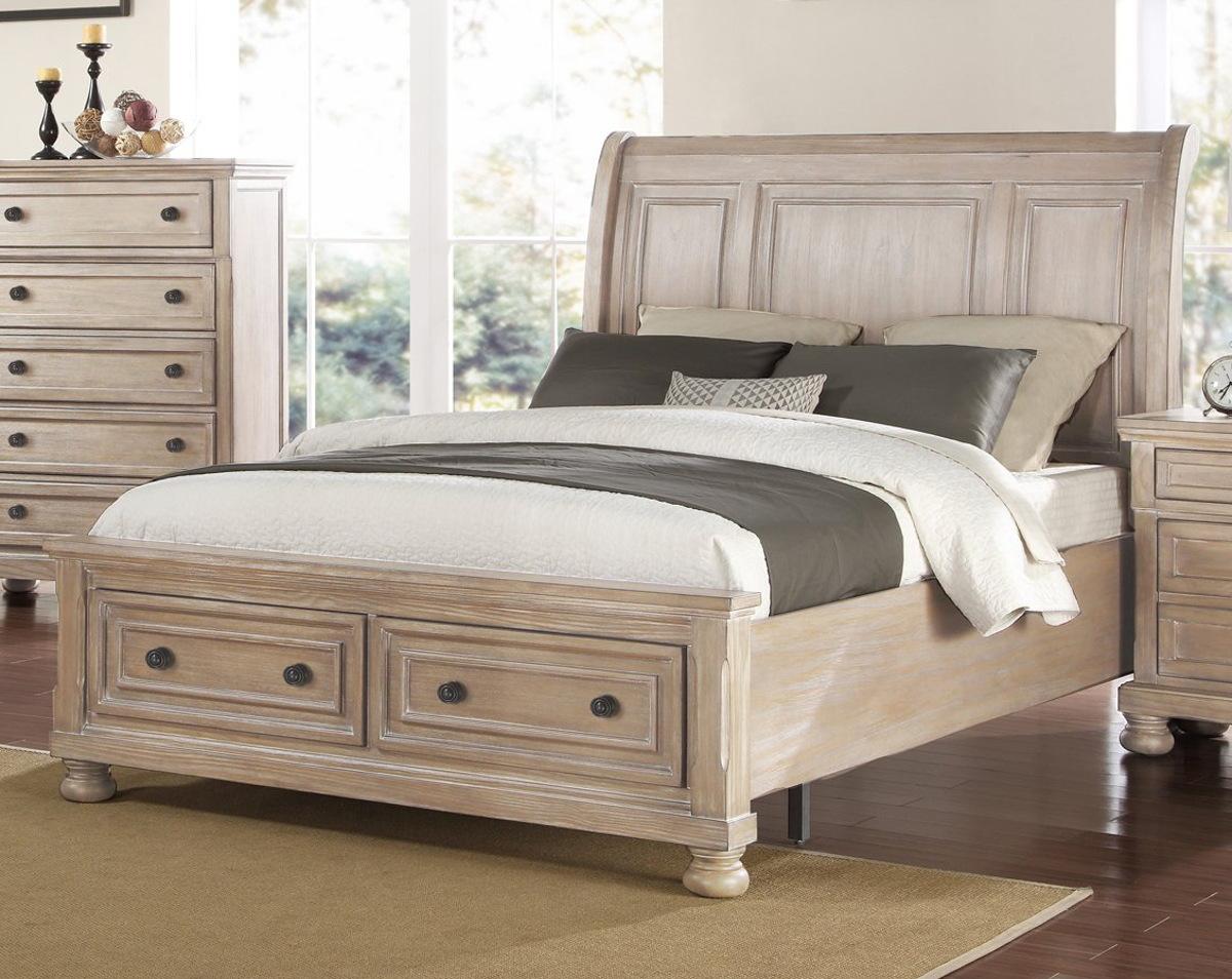 New Classic Furniture Allegra King Storage Bed in Pewter - Ideal Furniture (Fresno,CA)