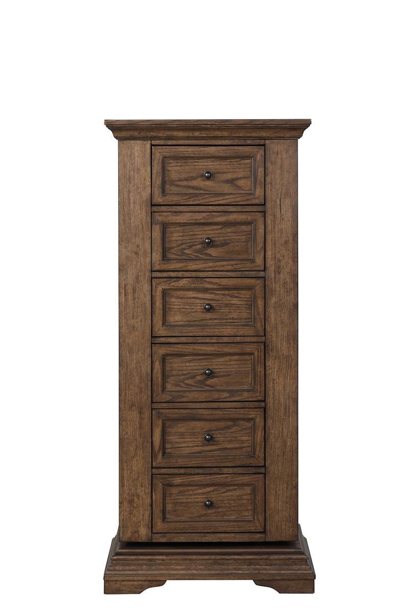 New Classic Furniture Mar Vista Swivel Lingerie Chest w/Mirror in Brushed Walnut - Ideal Furniture (Fresno,CA)