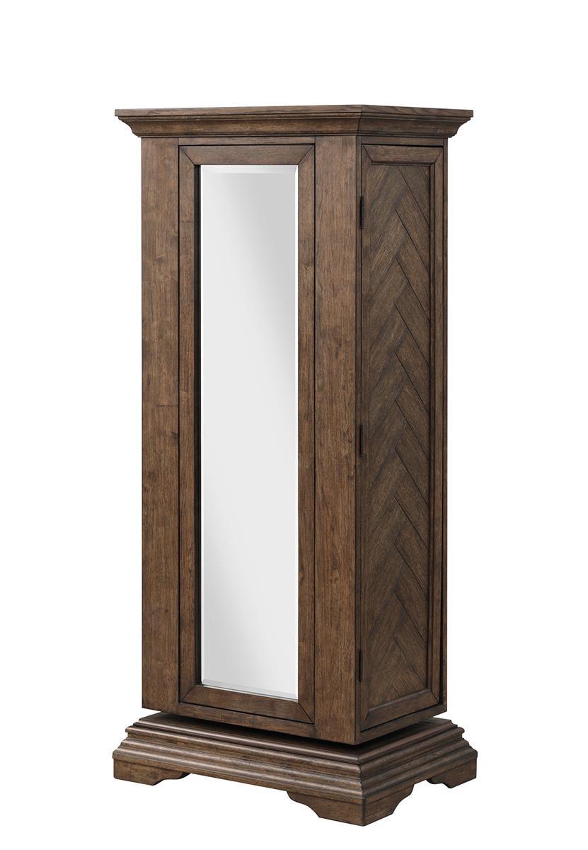 New Classic Furniture Mar Vista Swivel Lingerie Chest w/Mirror in Brushed Walnut - Ideal Furniture (Fresno,CA)