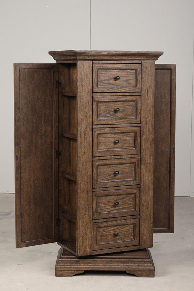 New Classic Furniture Mar Vista Swivel Lingerie Chest w/Mirror in Brushed Walnut - Ideal Furniture (Fresno,CA)