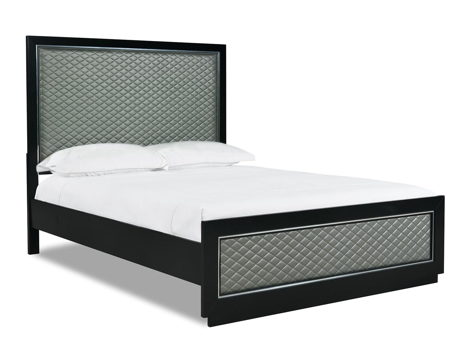 New Classic Furniture Luxor Queen Panel Bed in Black/Silver - Ideal Furniture (Fresno,CA)