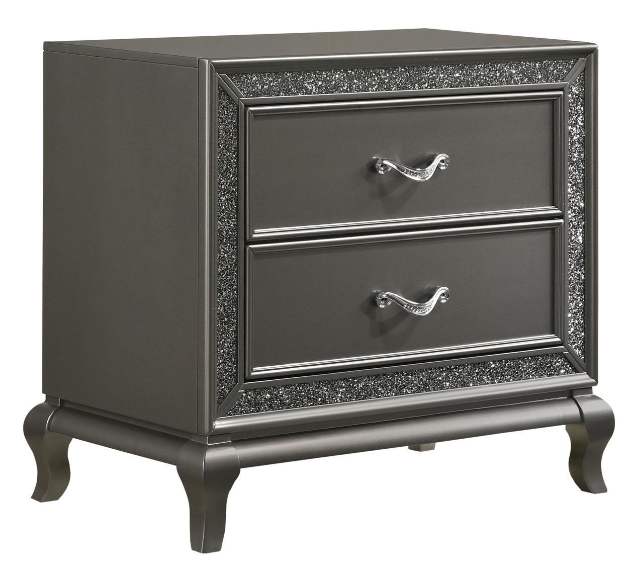 New Classic Furniture Park Imperial 2 Drawer Nightstand in Pewter - Ideal Furniture (Fresno,CA)
