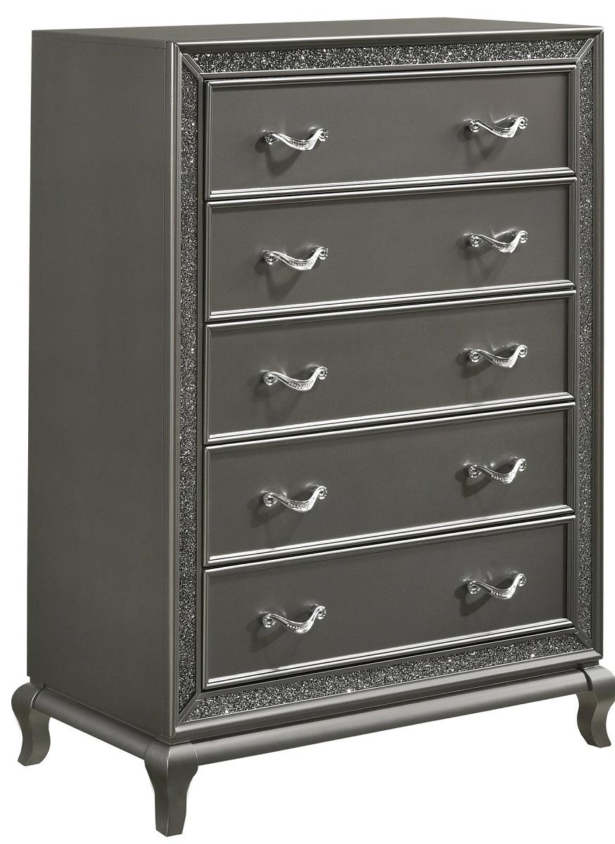 New Classic Furniture Park Imperial 5 Drawer Chest in Pewter - Ideal Furniture (Fresno,CA)