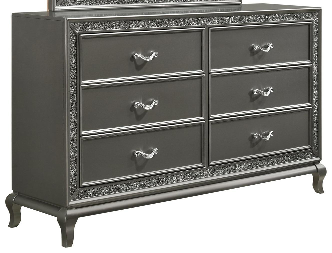 New Classic Furniture Park Imperial 6 Drawer Dresser in Pewter - Ideal Furniture (Fresno,CA)