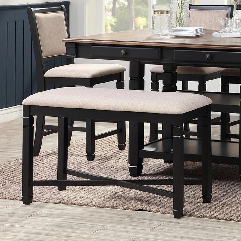 New Classic Furniture Prairie Point Counter Height Backless Bench in Black - Ideal Furniture (Fresno,CA)