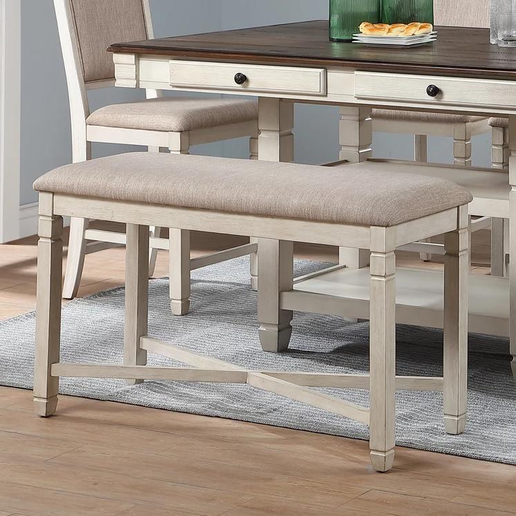 New Classic Furniture Prairie Point Counter Height Backless Bench in White - Ideal Furniture (Fresno,CA)