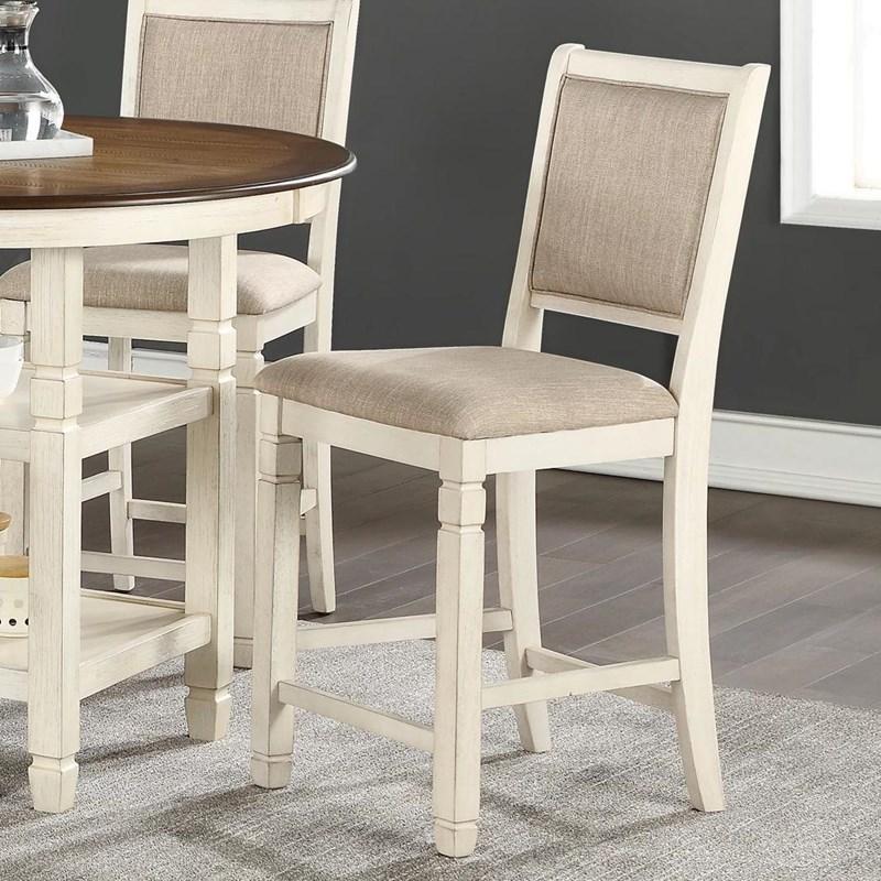 New Classic Furniture Prairie Point Counter Height Chair in White (Set of 2) - Ideal Furniture (Fresno,CA)