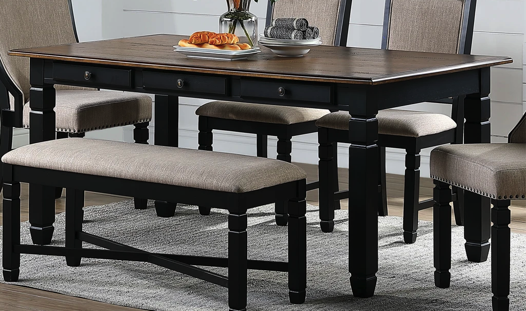 New Classic Furniture Prairie Point 6 Drawer Rectangular Dining Table in BlackPROMO - Ideal Furniture (Fresno,CA)
