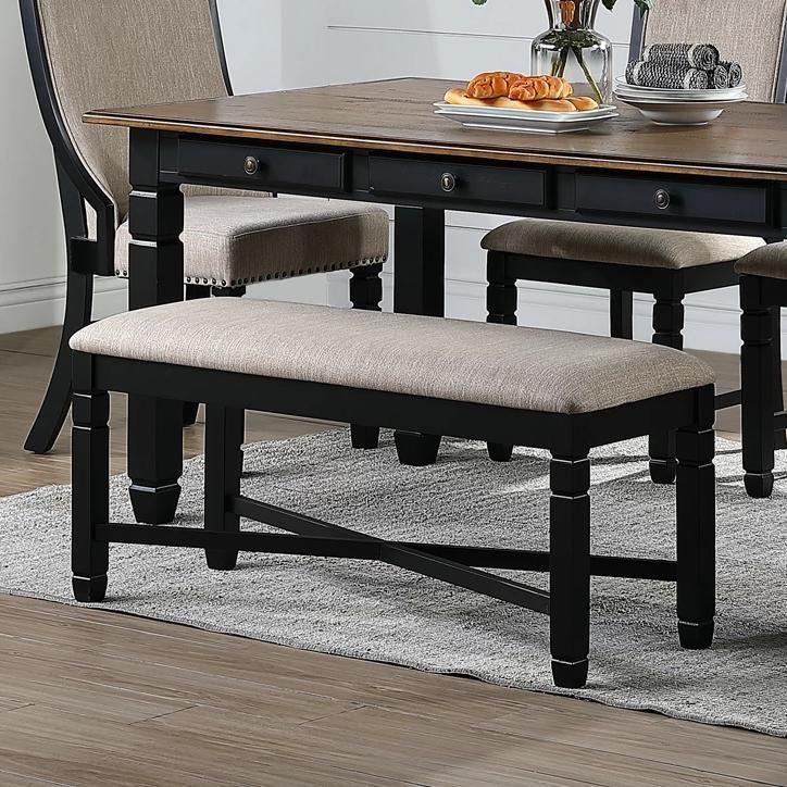 New Classic Furniture Prairie Point Dining Bench in Black - Ideal Furniture (Fresno,CA)