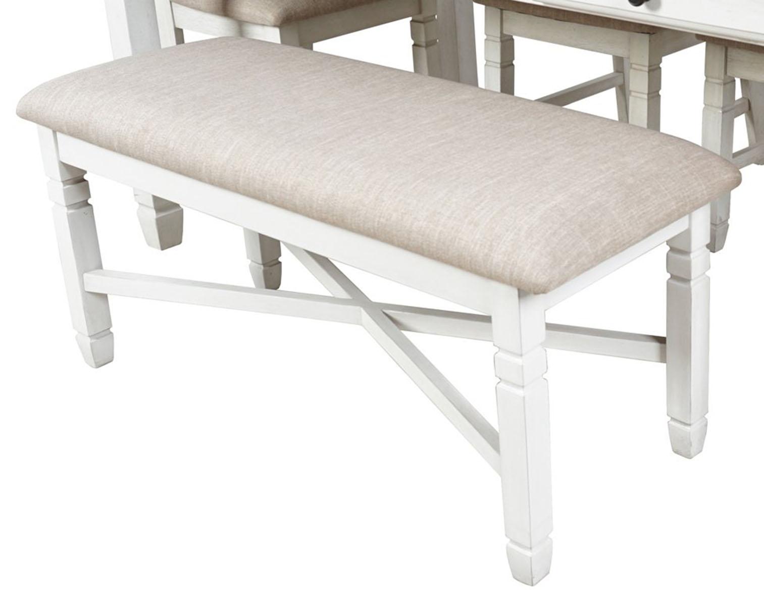 New Classic Furniture Prairie Point Dining Bench in White - Ideal Furniture (Fresno,CA)