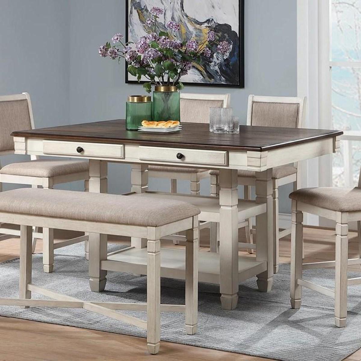 New Classic Furniture Prairie Point Rectangular Counter Height Table in White - Ideal Furniture (Fresno,CA)